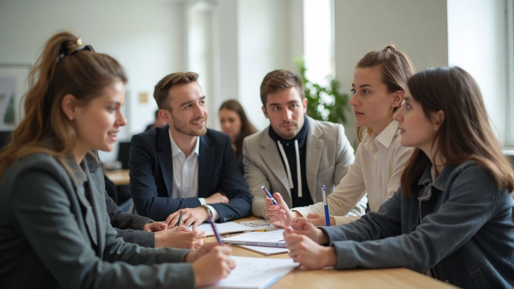 Studenter engagerade i en aktiv diskussion under en lärarledd lektion