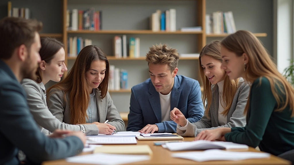 Samarbetslärning genom studentgrupper som diskuterar och presenterar tillsammans