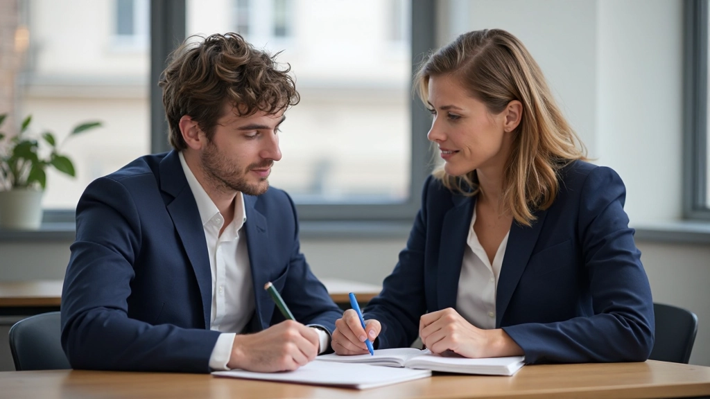 Lärare arbetar individuellt med student vid skrivbord med läromedel och anteckningar