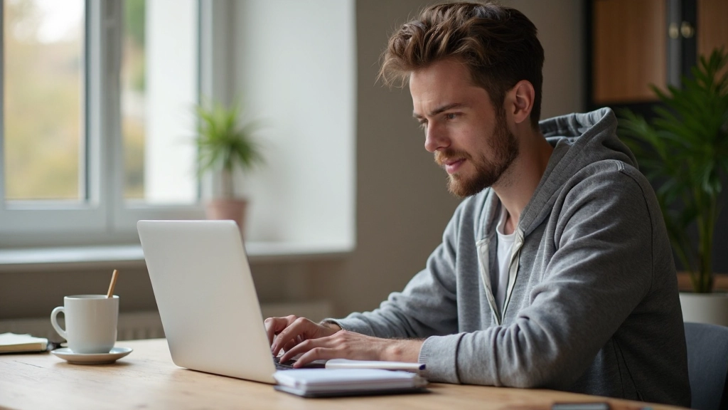 Student använder digitala verktyg och lärplattform för onlineutbildning hemma
