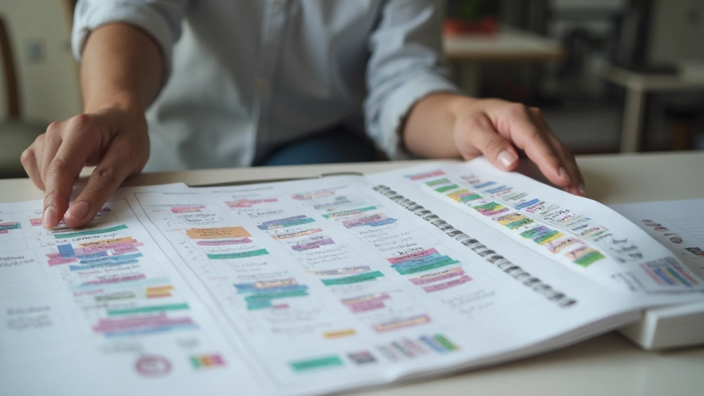 Professionell arbetsplats med tydlig studieplanering och tidschema på vägg